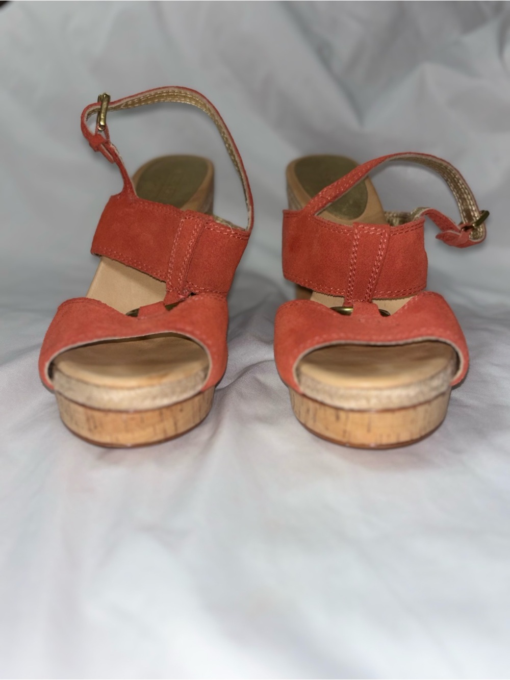 Women’s Orange Suede Cork Platform Sandals - COACH - Picture 1 of 8